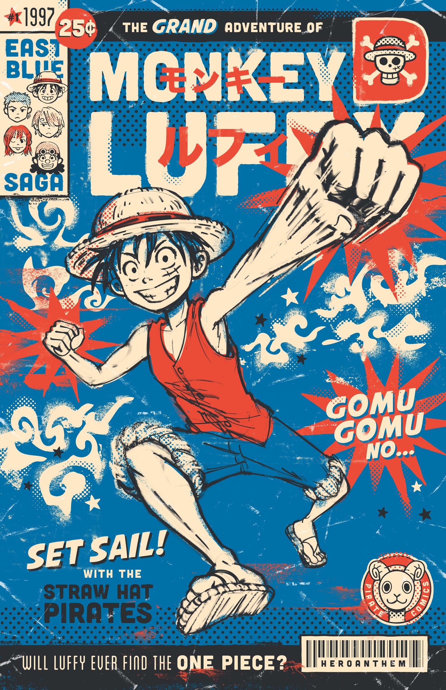 Luffy Gomu Gomu Posters and Art Prints for Sale